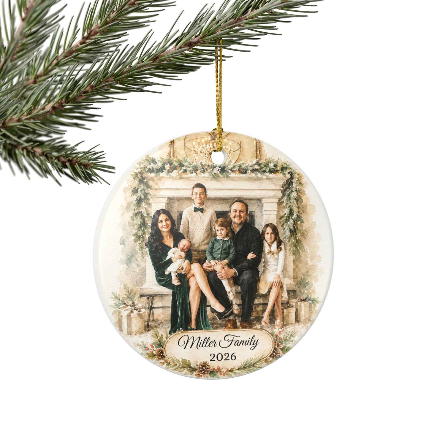Custom Family Photo Ornament 2026 Ceramic Holiday Keepsake | Personalized Name