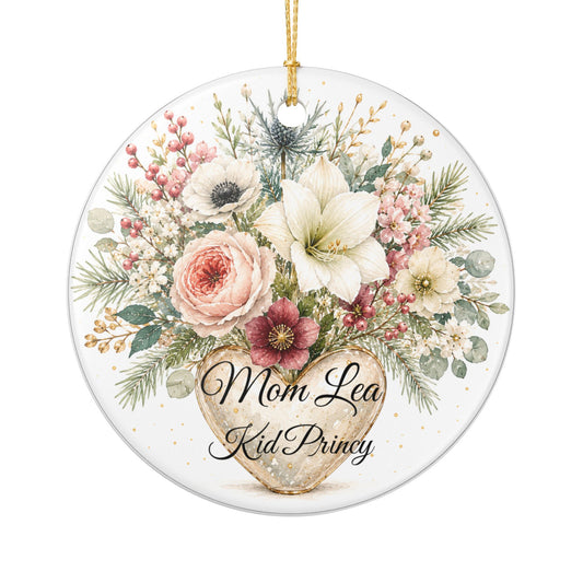 Floral Bouquet Heart Ornament | Ceramic Ornament
