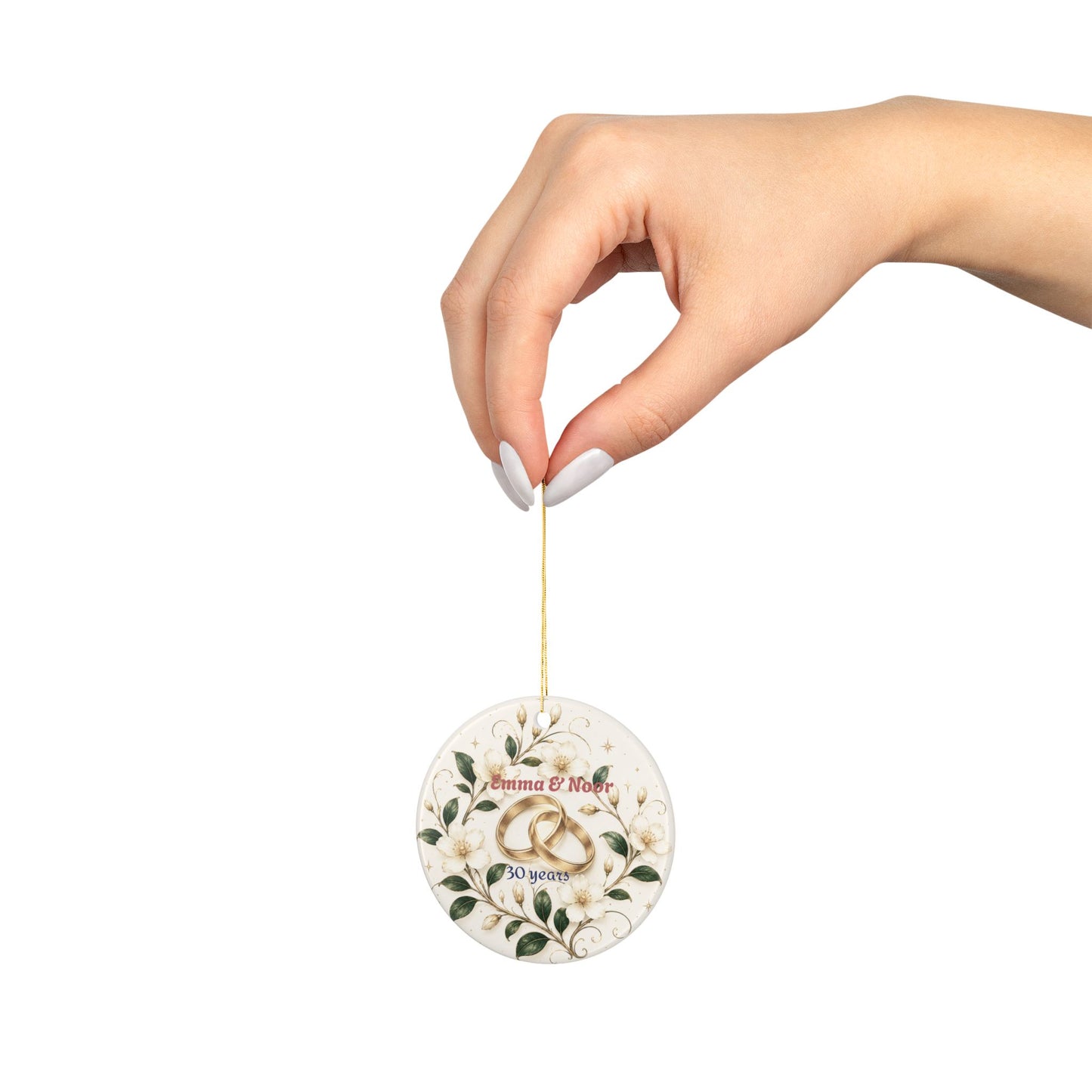 Wedding Rings Floral Ornament | Anniversary 30 Years, Personalized Names