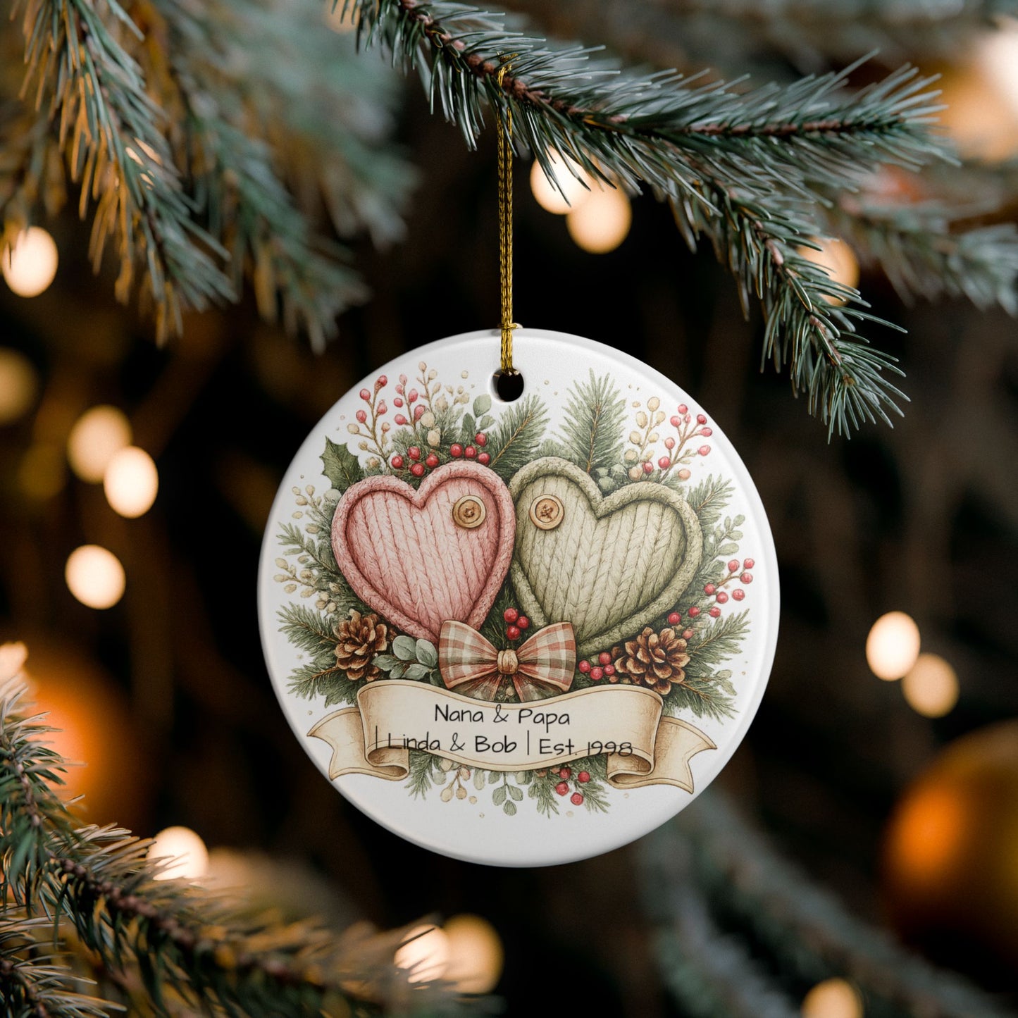 Nana and Papa Christmas Ornament Personalized with Names, Ceramic Keepsake, Grandparents Gift, Grandma Grandpa 2026