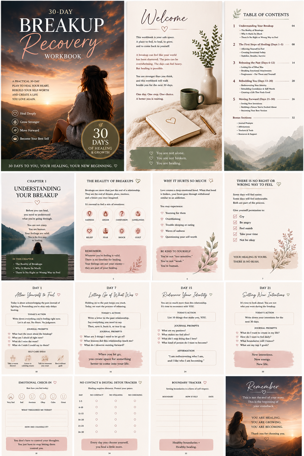 Breakup Recovery Workbook PDF | 30 Day Healing Journal | Moving On After a Breakup | Self Love & Self Worth Journal | Emotional Healing Printable