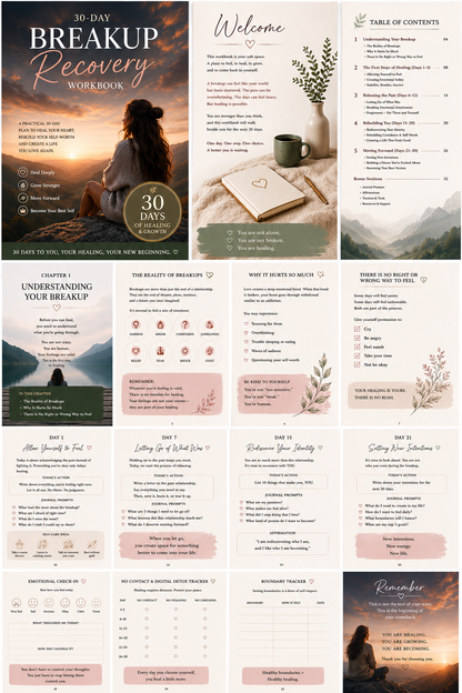 Breakup Recovery Workbook PDF | 30 Day Healing Journal | Moving On After a Breakup | Self Love & Self Worth Journal | Emotional Healing Printable