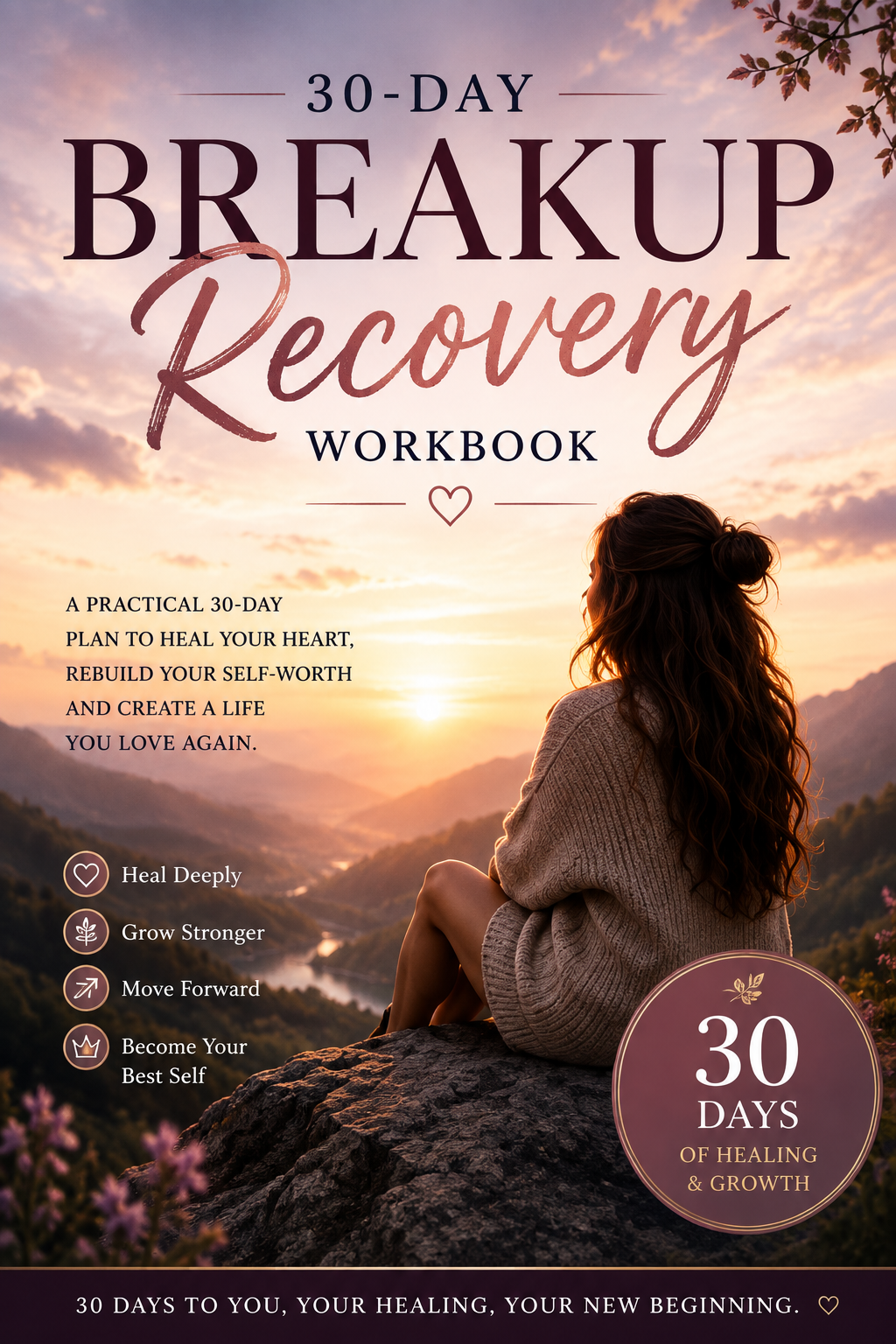 Breakup Recovery Workbook PDF | 30 Day Healing Journal | Moving On After a Breakup | Self Love & Self Worth Journal | Emotional Healing Printable