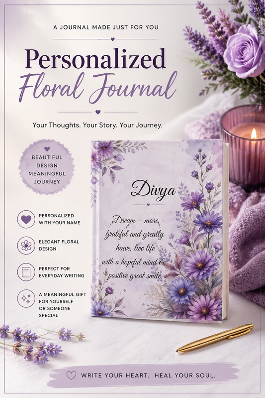 Aster Birth Month Flower Journal Custom Name, September Birthday Back to School Gift for Her, Personalized Student Diary