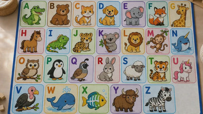 Alphabet Animal Playmat Washable Rug | Kids ABC Nursery Floor Mat